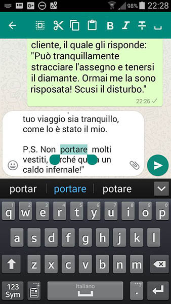 schermata per formattazione