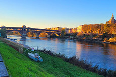 Tramonto: Pavia, il suo Duomo e il ponte coperto